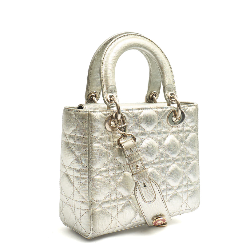 Christian Dior Tote Lady Dior - Medium in Metallic, Cannage Quilted Lambskin