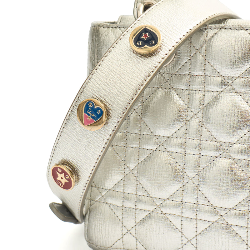 Christian Dior Tote Lady Dior - Medium in Metallic, Cannage Quilted Lambskin