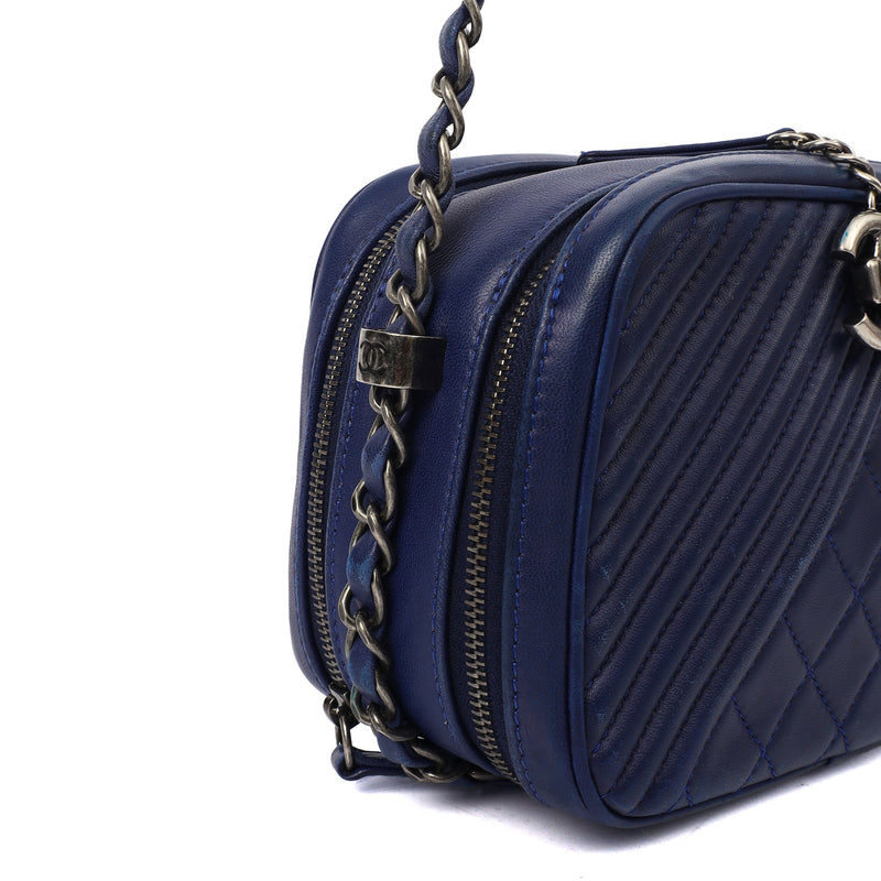 Picture of Chanel Cross Body Coco Boy Camera Bag in Navy, Calfskin Leather