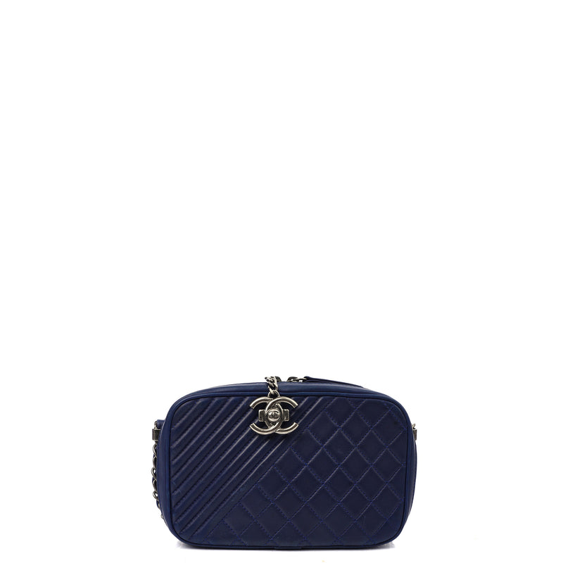 Picture of Chanel Cross Body Coco Boy Camera Bag in Navy, Calfskin Leather
