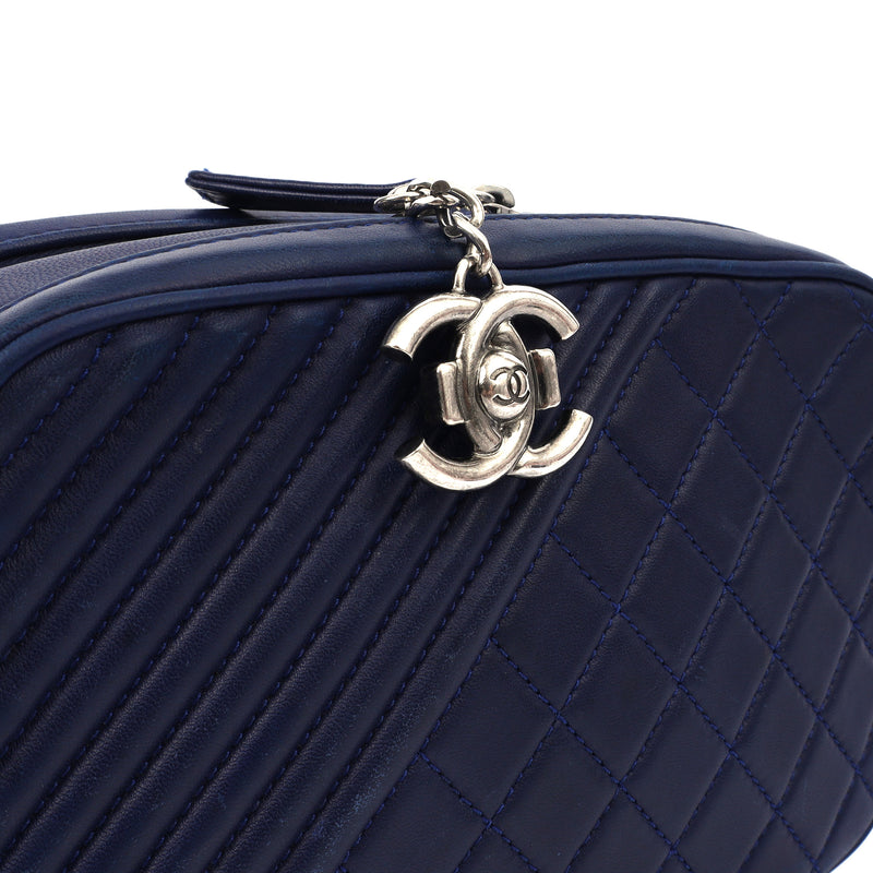 Picture of Chanel Cross Body Coco Boy Camera Bag in Navy, Calfskin Leather