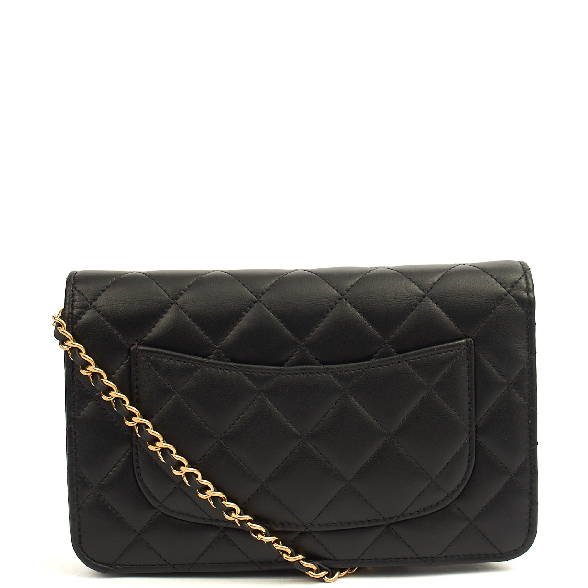 Chanel Cross Body Wallet on Chain in Black, Lambskin Leather | The