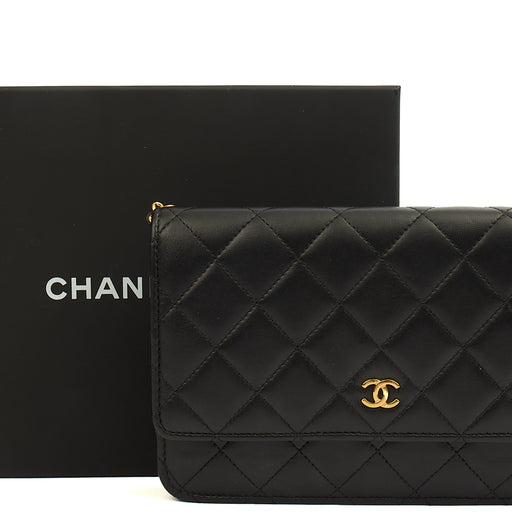 Picture of Chanel Cross Body Wallet on Chain in Black, Lambskin Leather