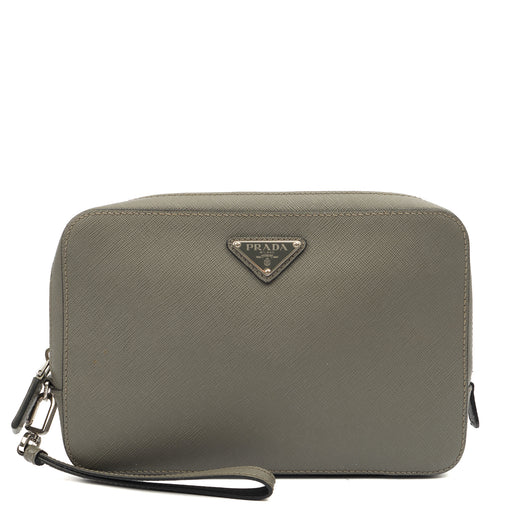 Picture of Prada Clutch Brique - Small in Grey, Calfskin
