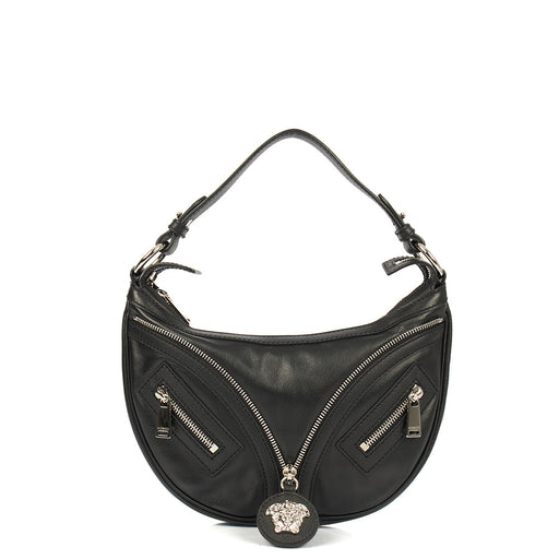 Picture of Versace Shoulder Bag Biker Hobo in Black, Leather