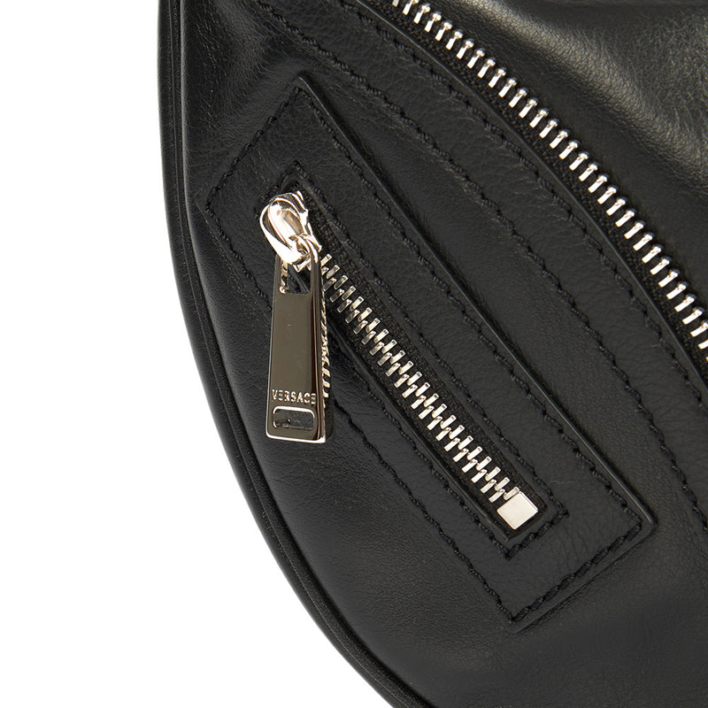 Picture of Versace Shoulder Bag Biker Hobo in Black, Leather