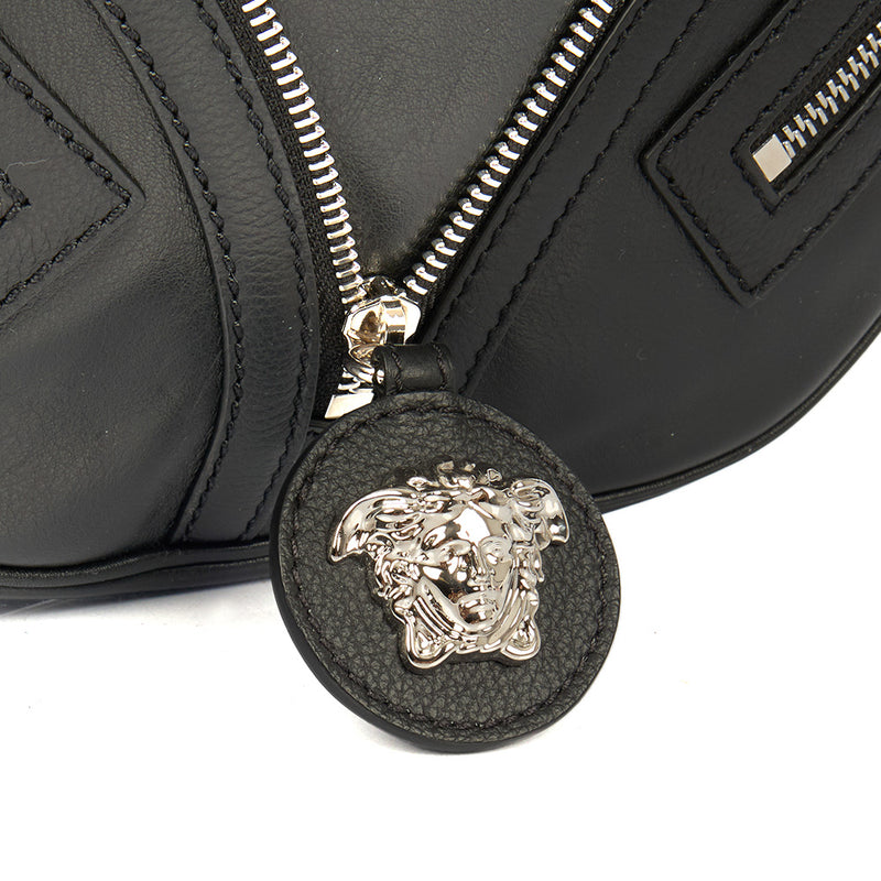 Picture of Versace Shoulder Bag Biker Hobo in Black, Leather