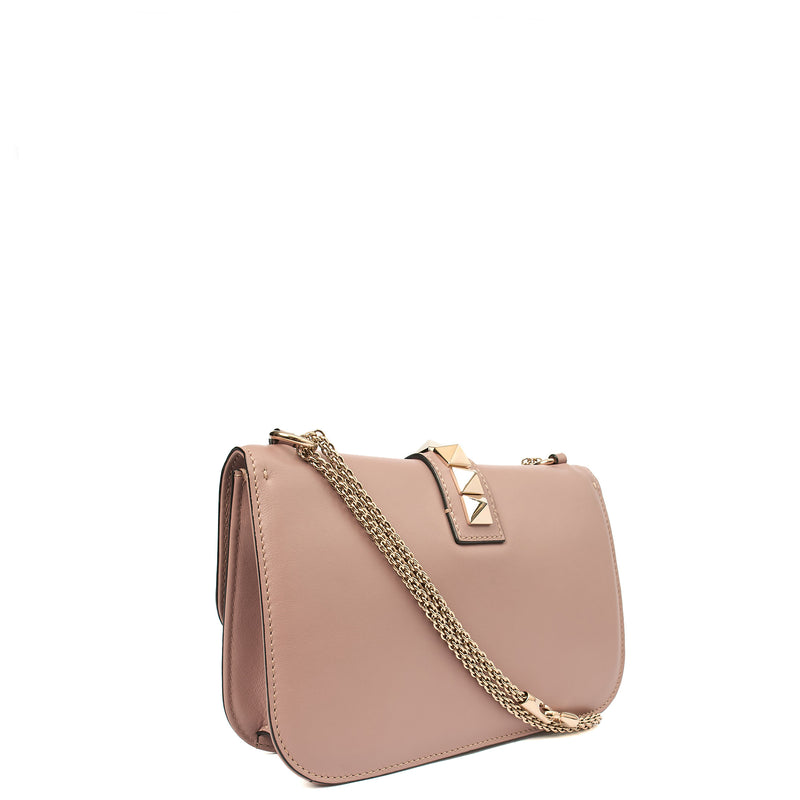 Picture of Valentino Shoulder Bag Glam Lock - Medium in Pink, Leather