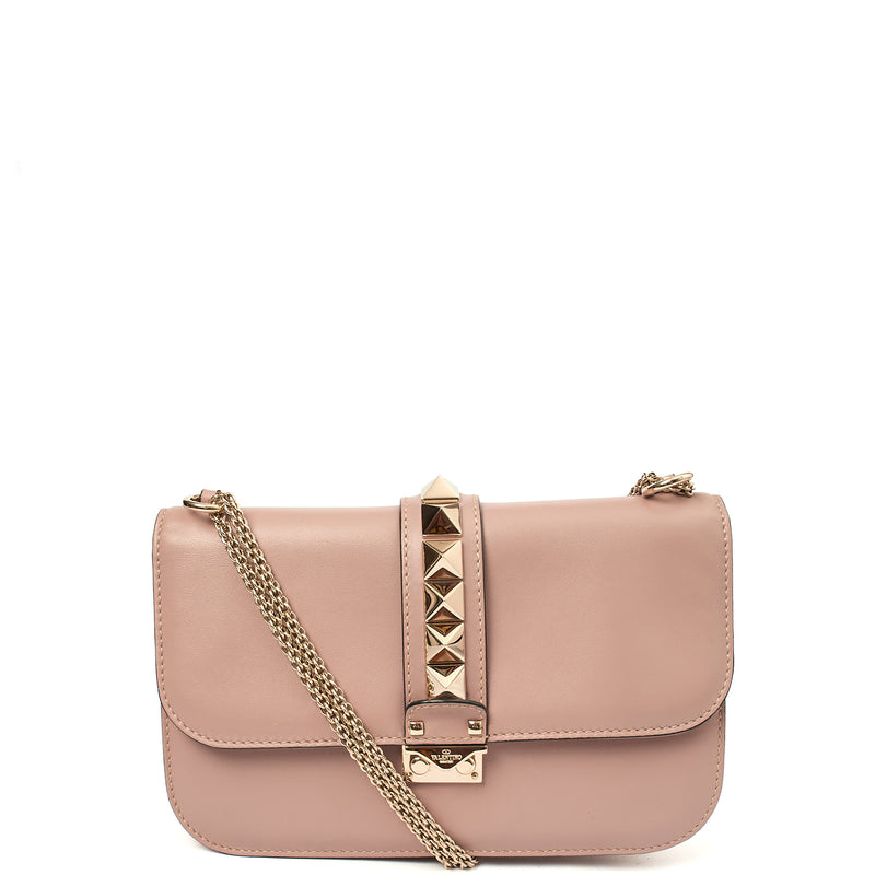 Picture of Valentino Shoulder Bag Glam Lock - Medium in Pink, Leather