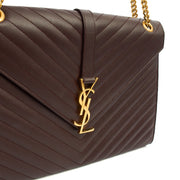 Picture of Saint Laurent Shoulder Bag Envelope - Large in Purple, Leather