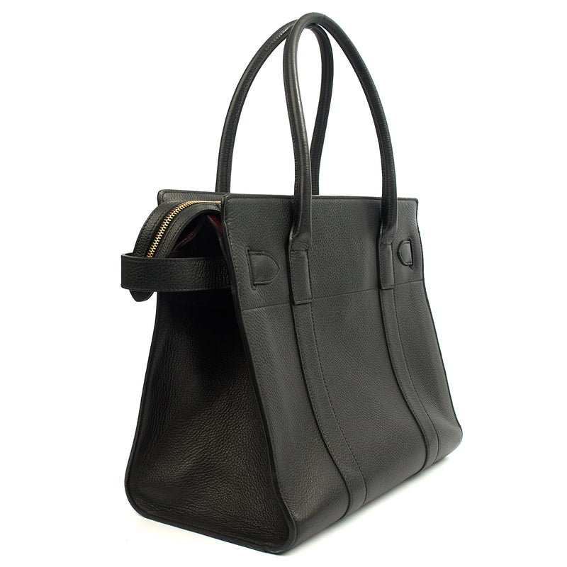 Picture of Mulberry Tote Zipped Bayswater in Black, Calfskin Leather