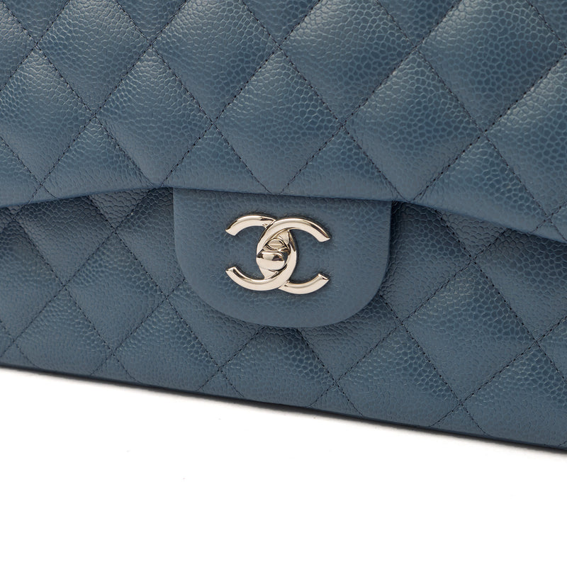 Picture of Chanel Shoulder Bag Classic Double Flap - Large in Blue, Caviar Leather