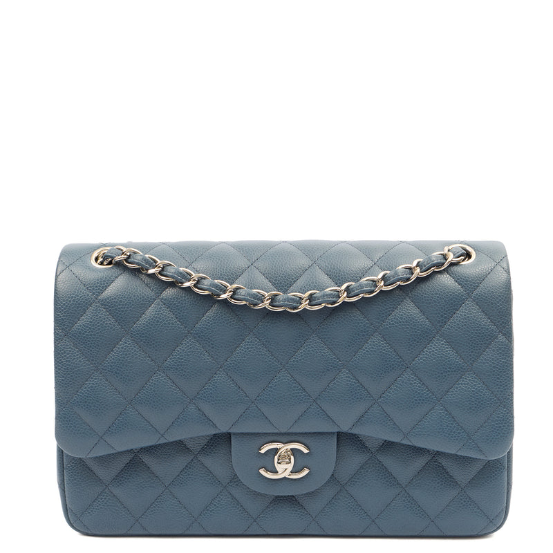 Picture of Chanel Shoulder Bag Classic Double Flap - Large in Blue, Caviar Leather