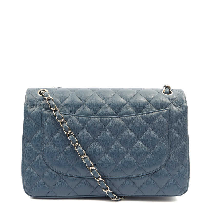 Picture of Chanel Shoulder Bag Classic Double Flap - Large in Blue, Caviar Leather