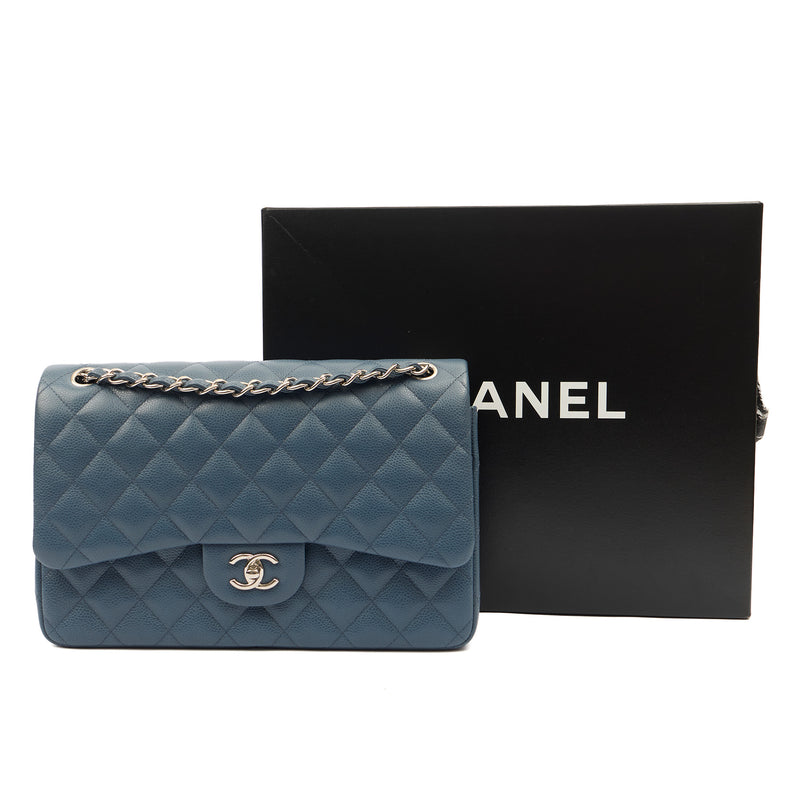 Picture of Chanel Shoulder Bag Classic Double Flap - Large in Blue, Caviar Leather