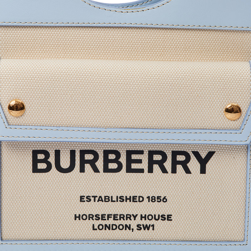 Picture of Burberry Top Handle Two-Tone Pocket Bag - Medium in Blue, Leather