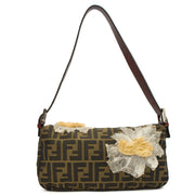 Picture of Fendi Shoulder Bag Baguette in Brown Jacquard FF, Canvas
