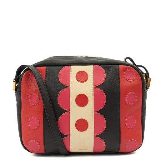 Picture of Valentino Cross Body Garavani Carmen Polka Dot Camera Bag in Red, Leather