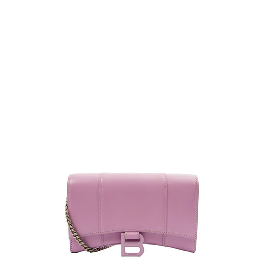 Picture of Balenciaga Cross Body Hourglass Wallet on Chain in Purple, Leather
