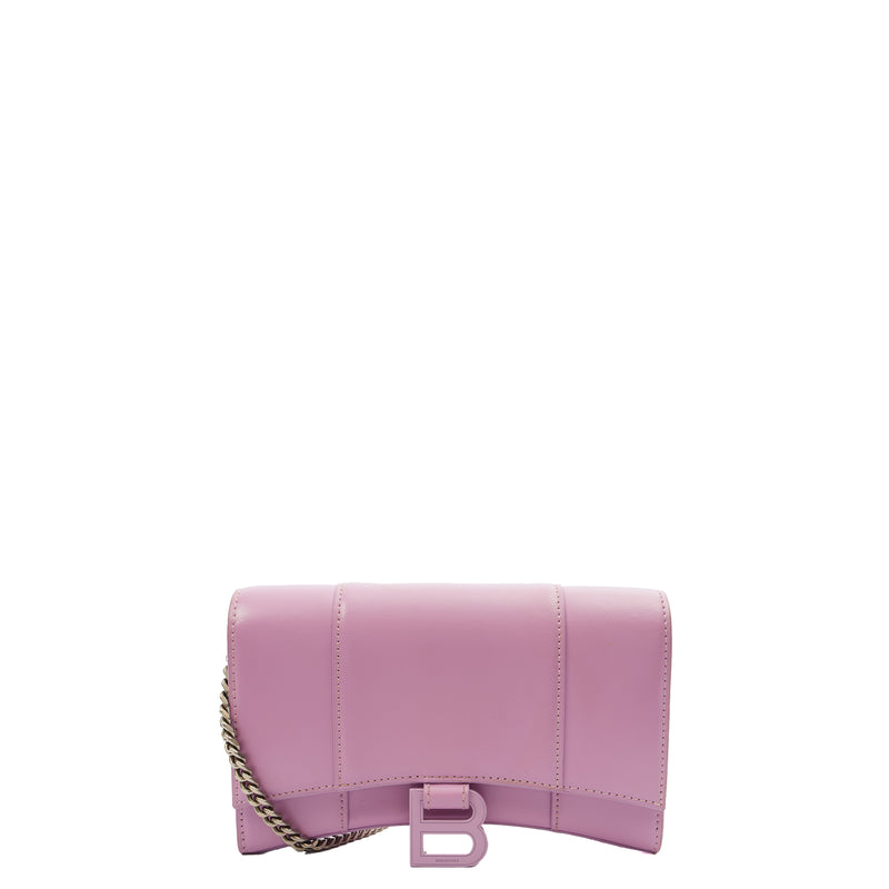 Picture of Balenciaga Cross Body Hourglass Wallet on Chain in Purple, Leather