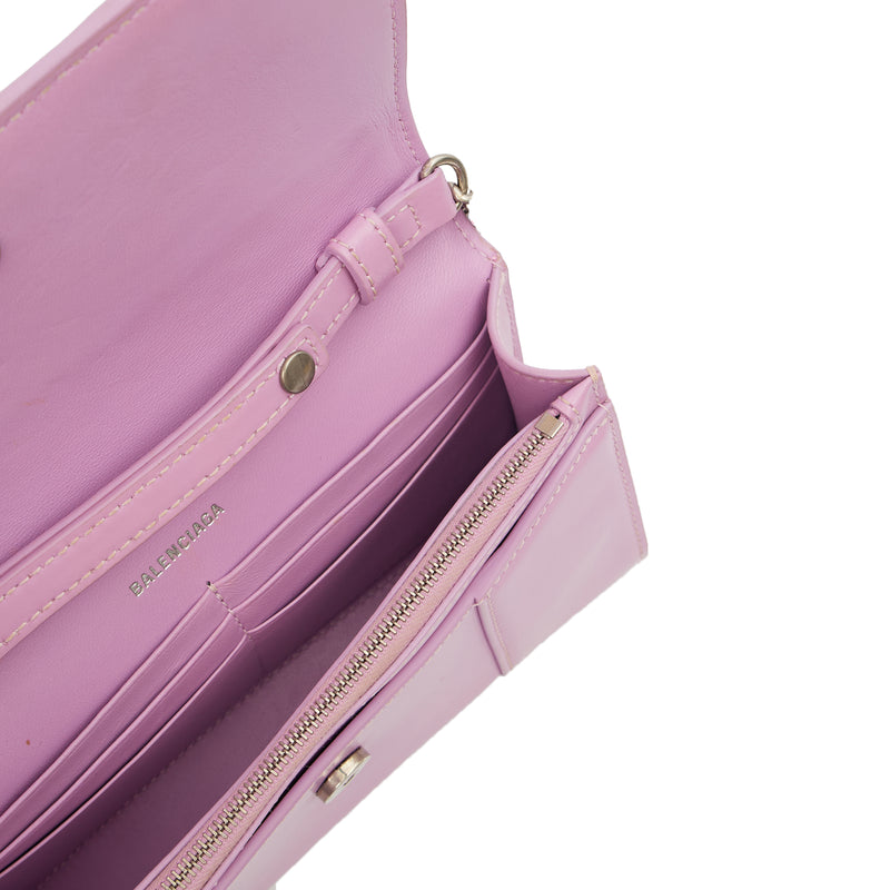 Picture of Balenciaga Cross Body Hourglass Wallet on Chain in Purple, Leather