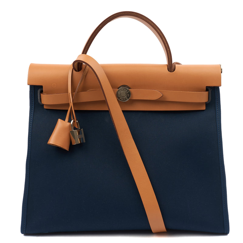 Picture of Hermes Tote Herbag Zip 31 in Bleu Électrique, Canvas