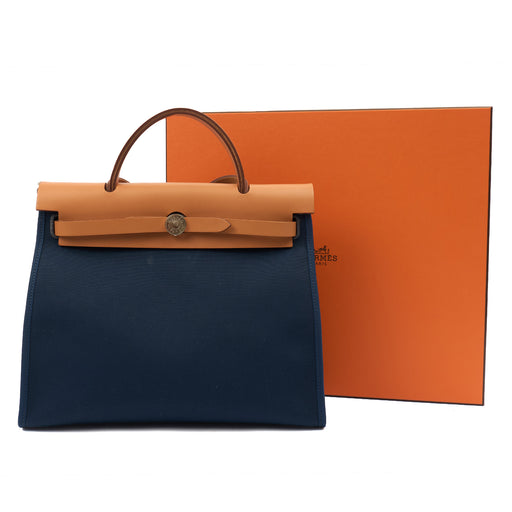 Picture of Hermes Tote Herbag Zip 31 in Bleu Électrique, Canvas