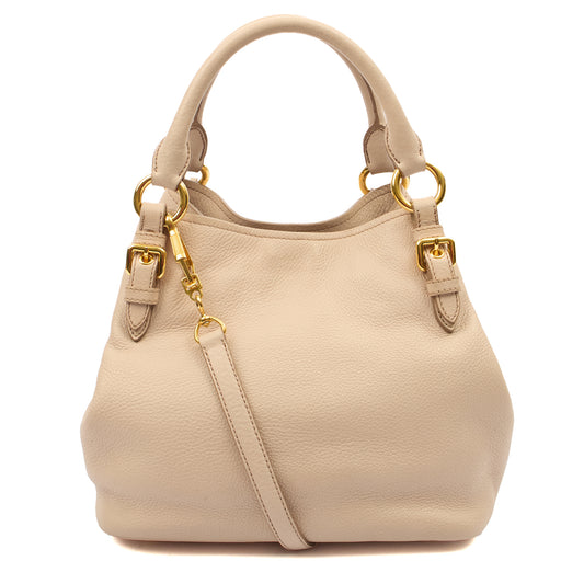 Picture of Miu Miu Cross Body Tote in Neutral, Leather