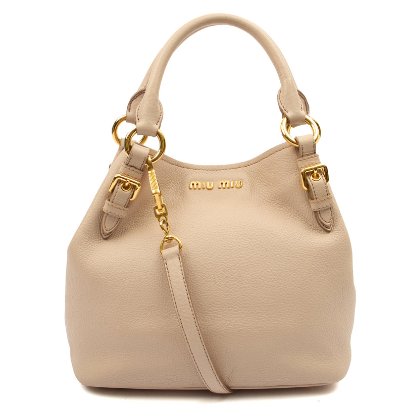 Picture of Miu Miu Cross Body Tote in Neutral, Leather