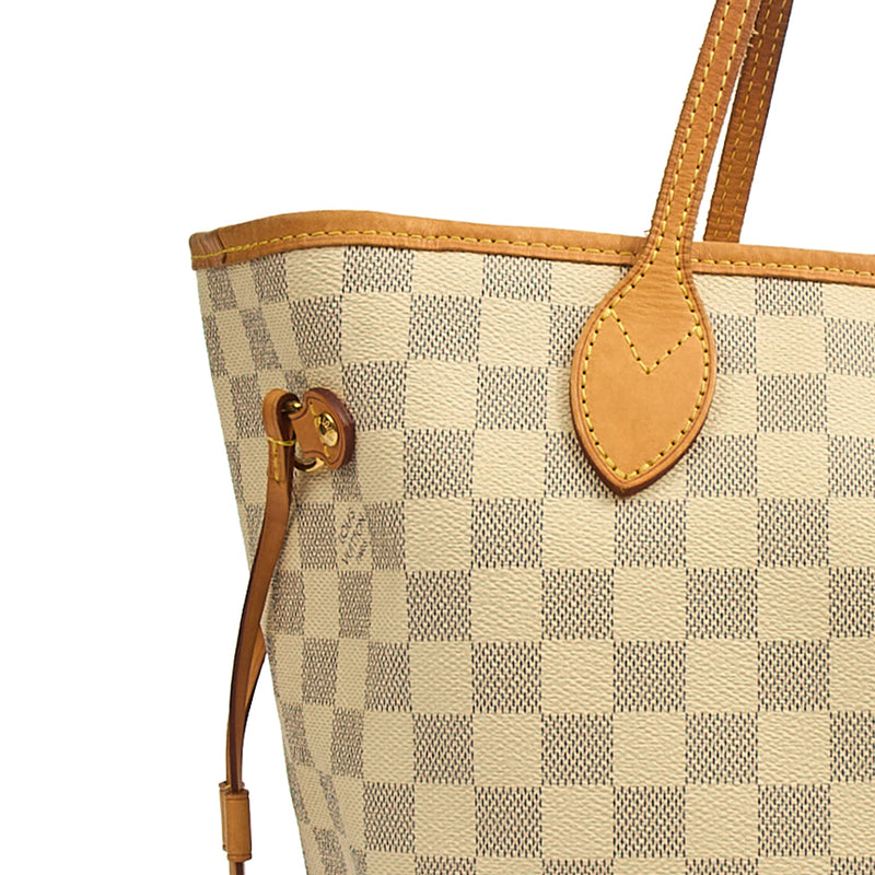Picture of Louis Vuitton Tote Neverfull MM in Damier Azur, 35nis Leather