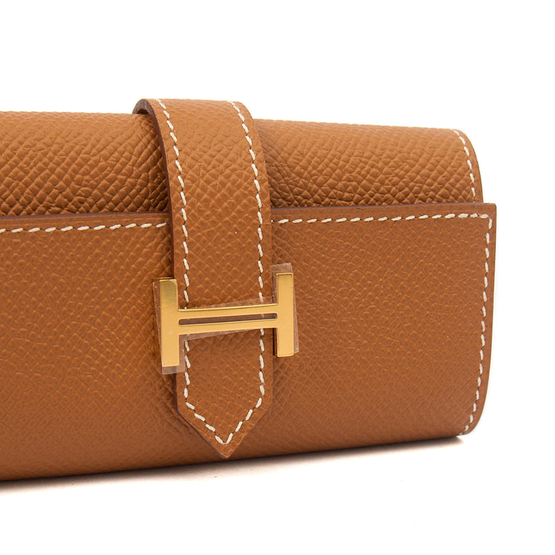 Picture of Hermes Wallet Bearn Four Key Holder in Gold, Epsom Leather