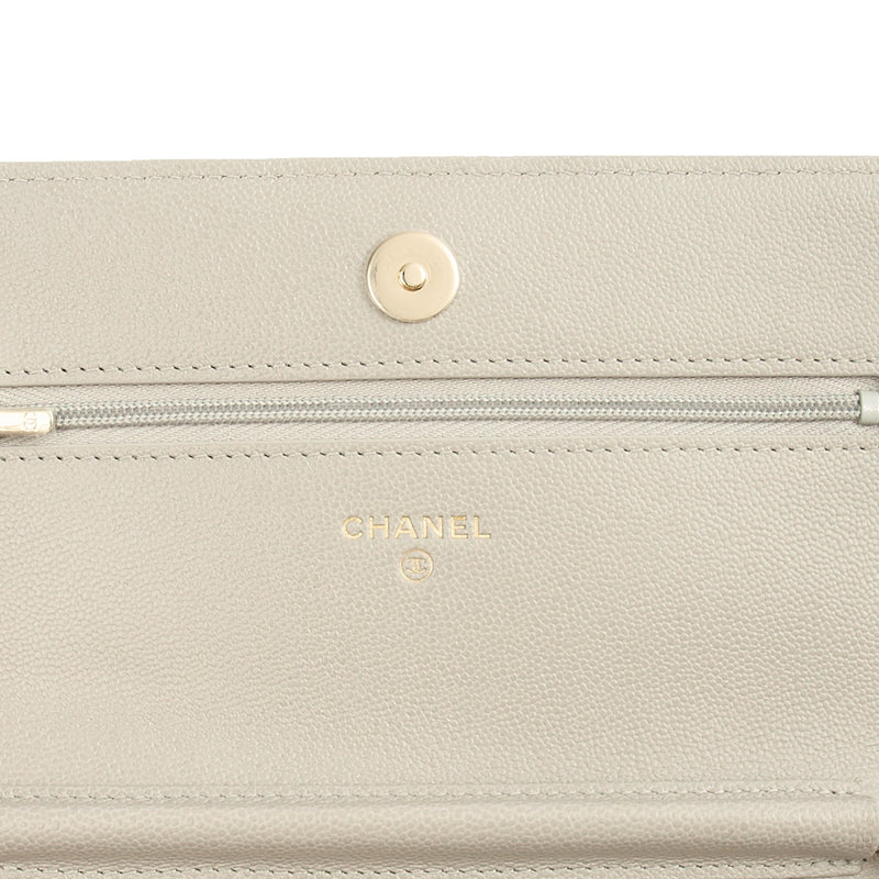 Picture of Chanel Cross Body Wallet on Chain in Grey, Caviar Leather