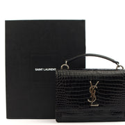 Picture of Saint Laurent Cross Body Sunset - Small in Black, Exotic Effect Leather
