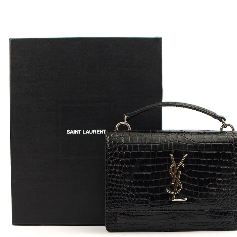 Picture of Saint Laurent Cross Body Sunset - Small in Black, Exotic Effect Leather