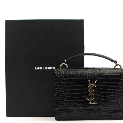 Picture of Saint Laurent Cross Body Sunset - Small in Black, Exotic Effect Leather