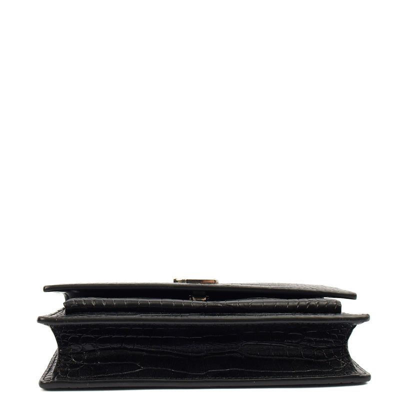 Picture of Saint Laurent Cross Body Sunset - Small in Black, Exotic Effect Leather