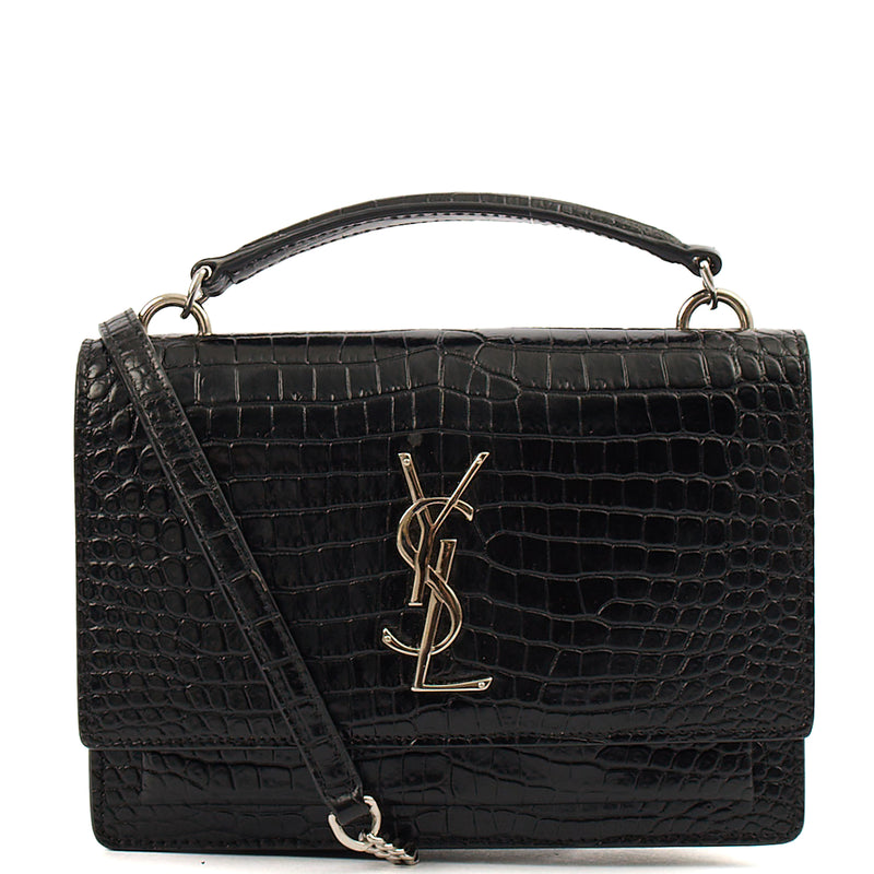 Picture of Saint Laurent Cross Body Sunset - Small in Black, Exotic Effect Leather
