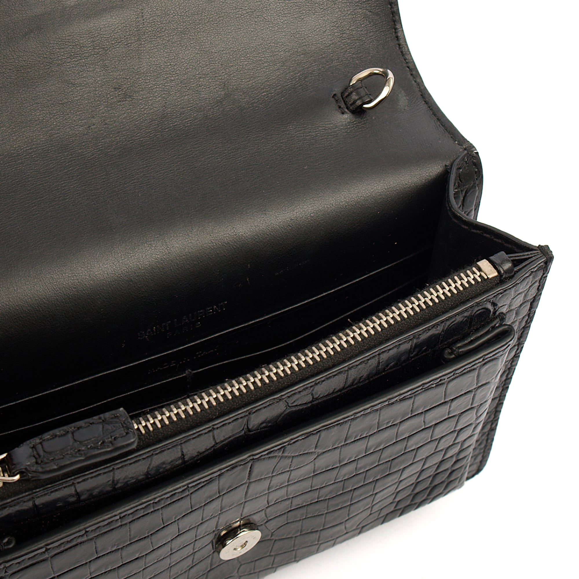 Saint Laurent Cross Body Sunset - Small in Black, Exotic Effect