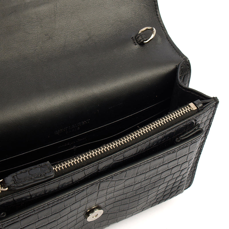 Picture of Saint Laurent Cross Body Sunset - Small in Black, Exotic Effect Leather