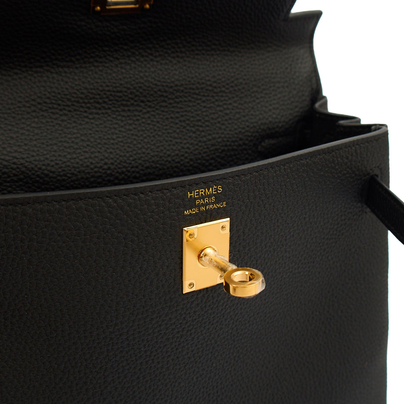 Picture of Hermes Top Handle Kelly 25 in Black, Togo Leather