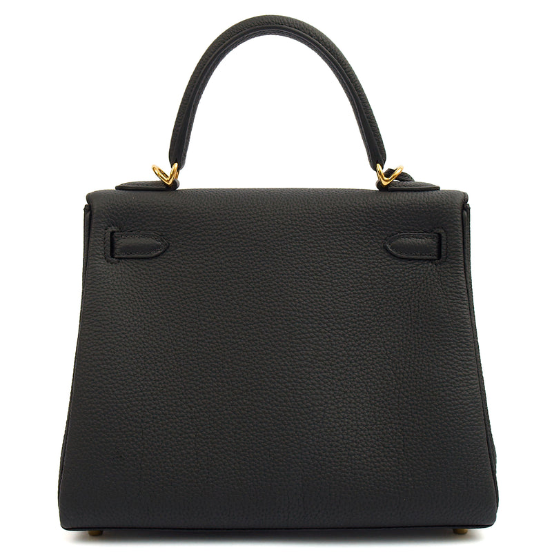 Picture of Hermes Top Handle Kelly 25 in Black, Togo Leather
