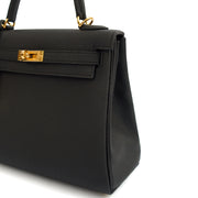 Picture of Hermes Top Handle Kelly 25 in Black, Togo Leather