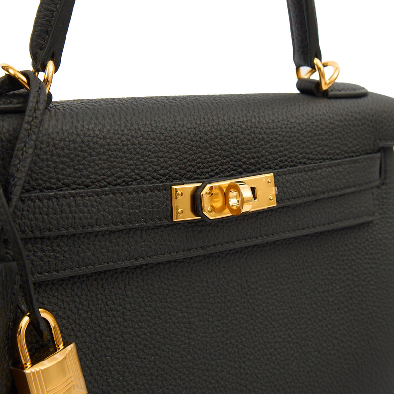 Picture of Hermes Top Handle Kelly 25 in Black, Togo Leather