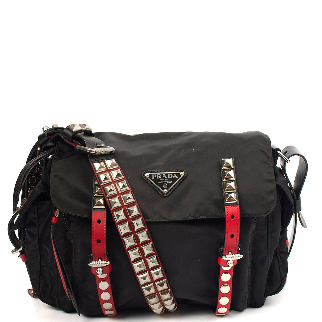 Prada Satchel Nylon Messenger in Black, Nylon | The Handbag Clinic
