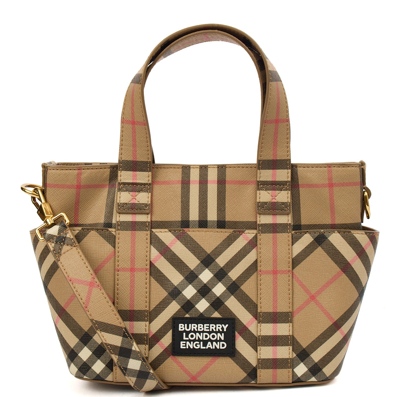 Picture of Burberry Tote Vintage Check and Leather Cross Body - Small in Nova Check, Leather