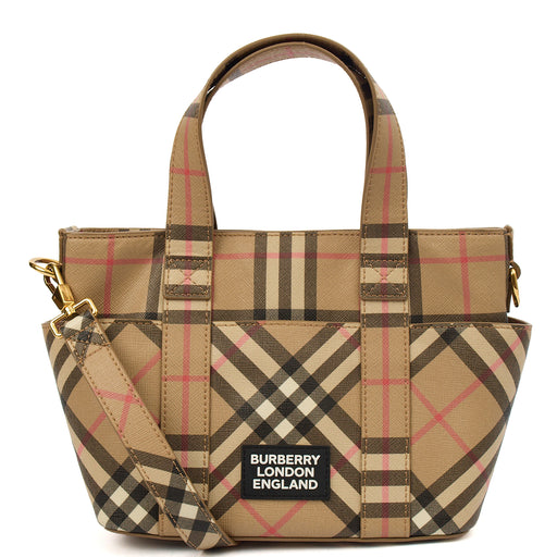 Picture of Burberry Tote Vintage Check and Leather Cross Body - Small in Nova Check, Leather