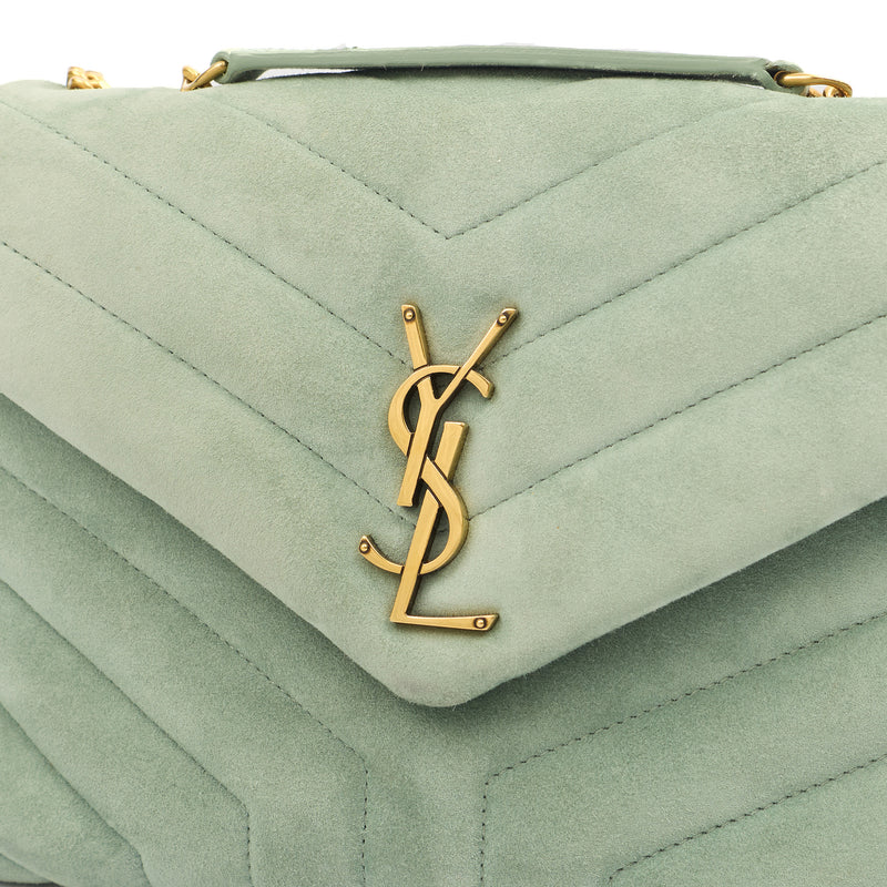 Picture of Saint Laurent Shoulder Bag Lou Lou - Small in Blue, Suede