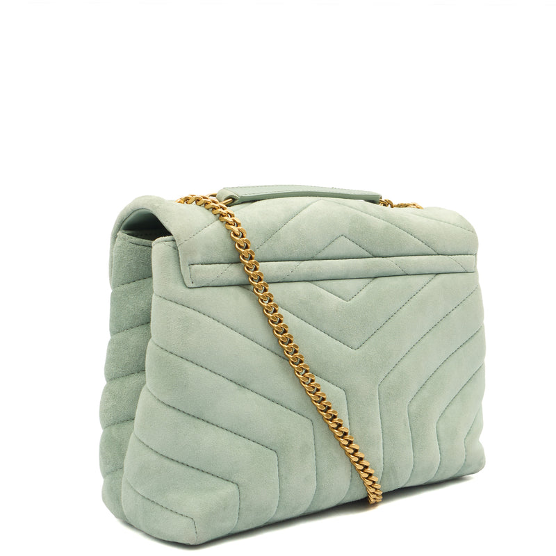 Picture of Saint Laurent Shoulder Bag Lou Lou - Small in Blue, Suede
