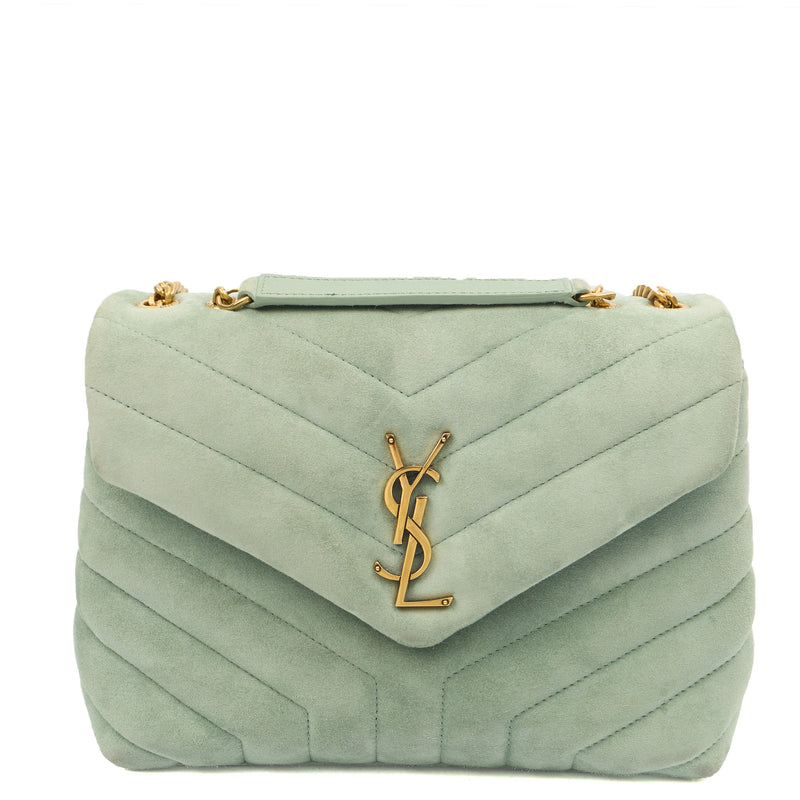 Picture of Saint Laurent Shoulder Bag Lou Lou - Small in Blue, Suede