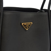 Picture of Prada Tote Plaque Logo Leather Mini Bag in Black, Calfskin